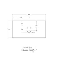Столешница из керамогранита под накладную раковину 916x468х10 мм KEP-90-CESTR-W0 Cemento Struttura (структурное покрытие) BELBAGNO