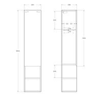 Шкаф подвесной, с одной распашной дверцами с доводчиками, и одной открытой полкой, правосторонний, 1600x330x300 KRAFT-1600-1A-SC-RT-L BelBagno