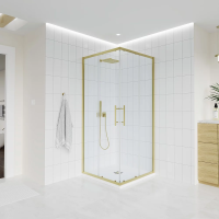 Душевой угол раздвижной E3-G-8080-01-C9 800х800x1950 Цвет профиля Золото брашинг Стекло  Прозрачное Veconi