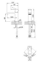 Смеситель для раковины однорычажный с донным клапаном  PORTA-LS1-SS Sunset ручка  Sunset Cezares