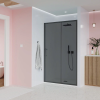 Душевая дверь раздвижная E1-B-160-12-C9 1600x1950 Цвет профиля Чёрный матовый Стекло  Тонированное матовое Veconi