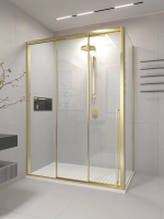 Душевой угол раздвижной 1300х800x2000 цвет профиля Золото брашинг стекло прозрачное PR3/L-SP-13080-01-G-C4 Premium Veconi