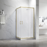 Душевой угол раздвижной RV27G-10080-01-C8 1000x800x1900 Цвет профиля Золото брашинг Стекло Прозрачное Veconi
